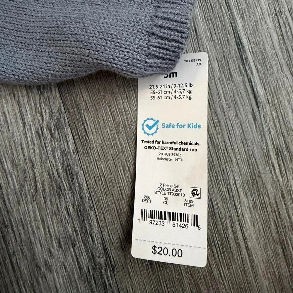 Gray Baby Girl Knit Carter's Sweater Pants Set Bow Design Size 3 Months NWT